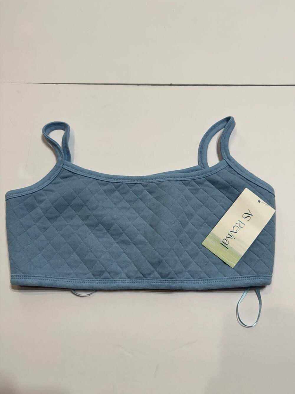 NWT AS Revival Altar’d State Quilted Crop Top Size M Blue Spaghetti Strap Brami